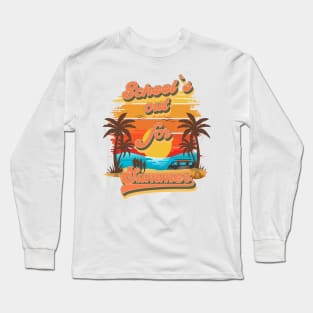 Schools out for summer Retro quote groovy teacher vacation Long Sleeve T-Shirt